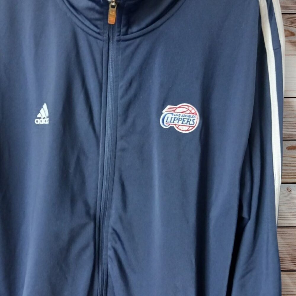 Adidas Clippers Navy Full-Zip Track Jacket Mens Long Sleeve size XLarge tall - Picture 4 of 9